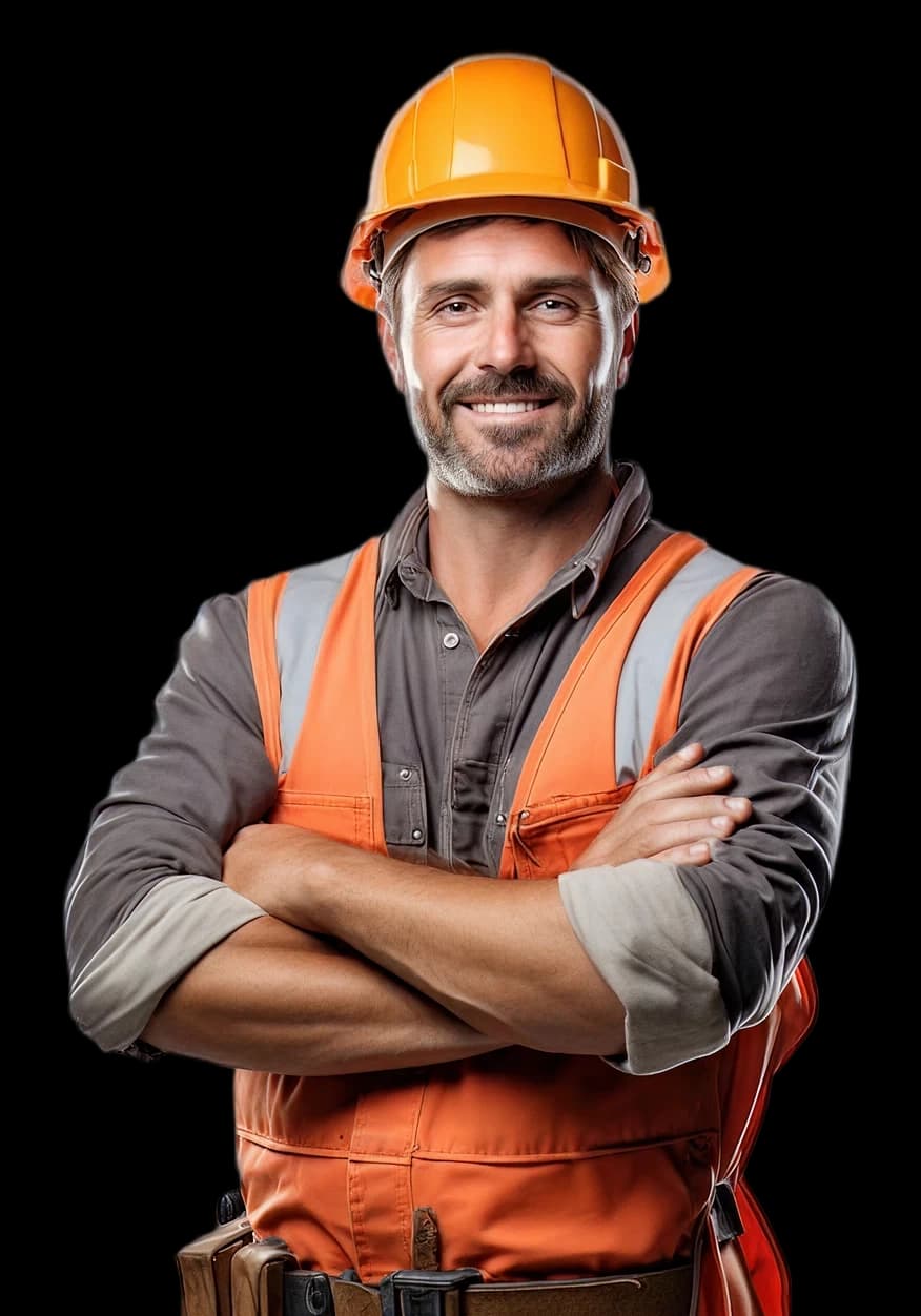 Professional wearing construction safety equipment