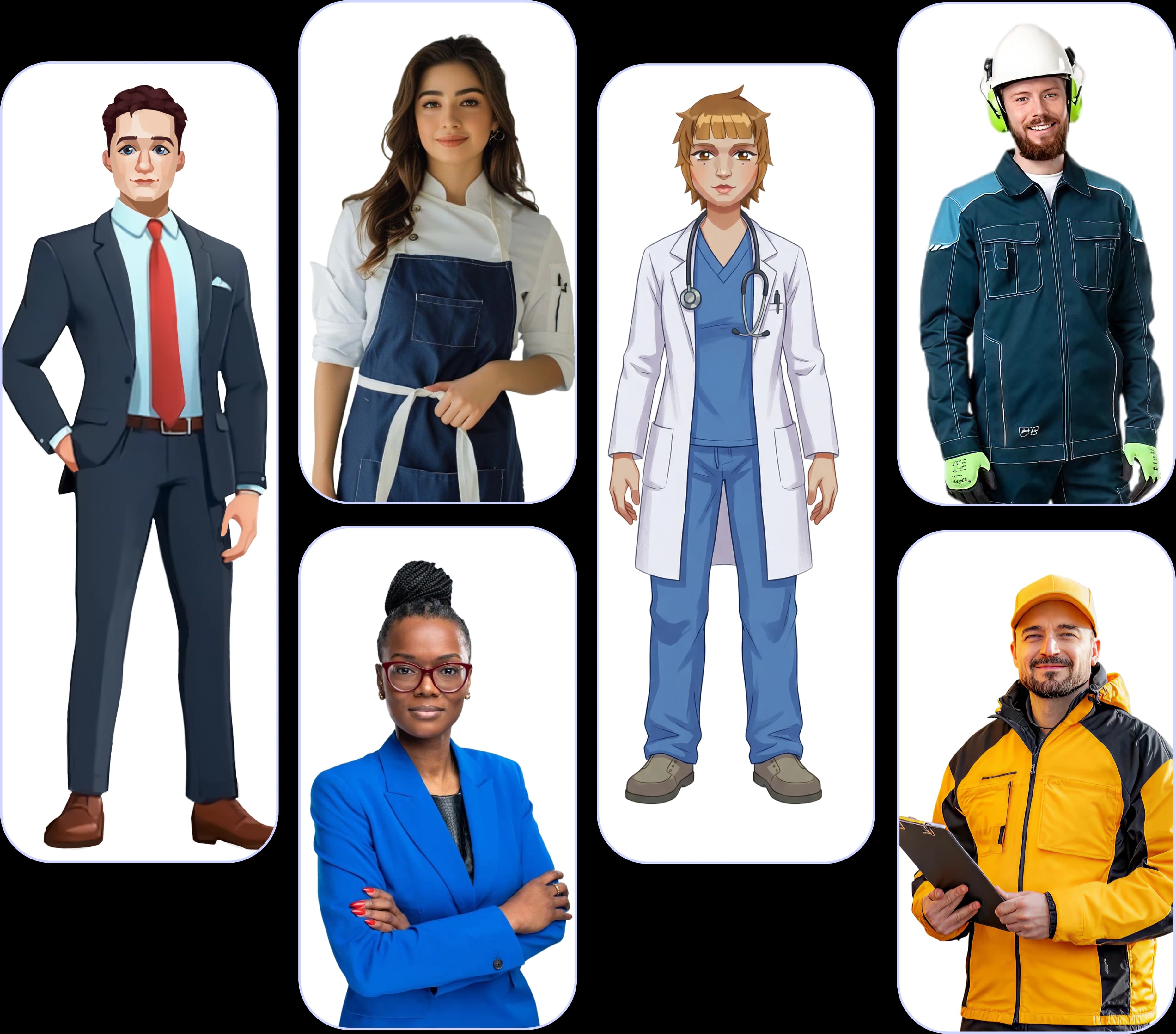 Preview of the AI character library.
